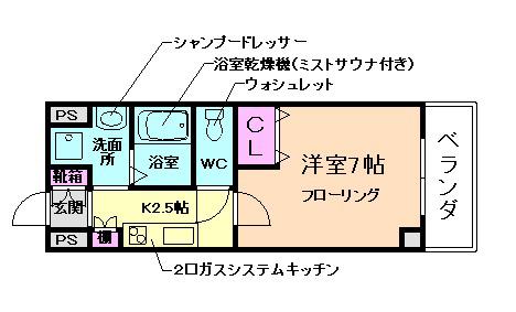 ストロベリーヒルズ阪大前(1K/3階)の間取り写真