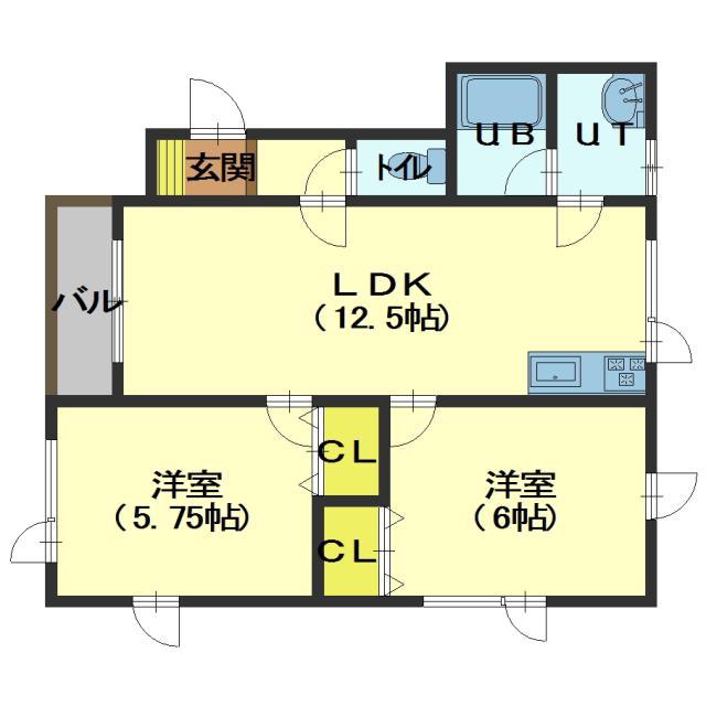 アルフィーネ柳町(2LDK/2階)の間取り写真