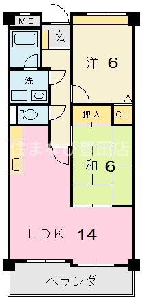シークハイム(2LDK/2階)の間取り写真