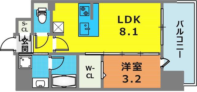 レオンコンフォート神戸山手通(1LDK/11階)の間取り写真
