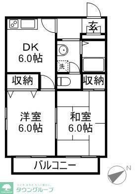 グランデール(2DK/2階)の間取り写真