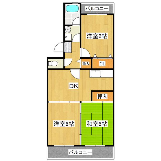 エスポワール(3DK/2階)の間取り写真