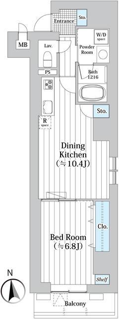 RESIDENCE ODE(1LDK/7階)の間取り写真