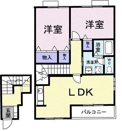 フルール・ド・スリジエ(2LDK/2階)の間取り写真