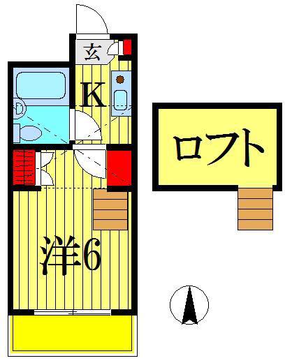 ジュネパレス船橋第22(1K/2階)の間取り写真