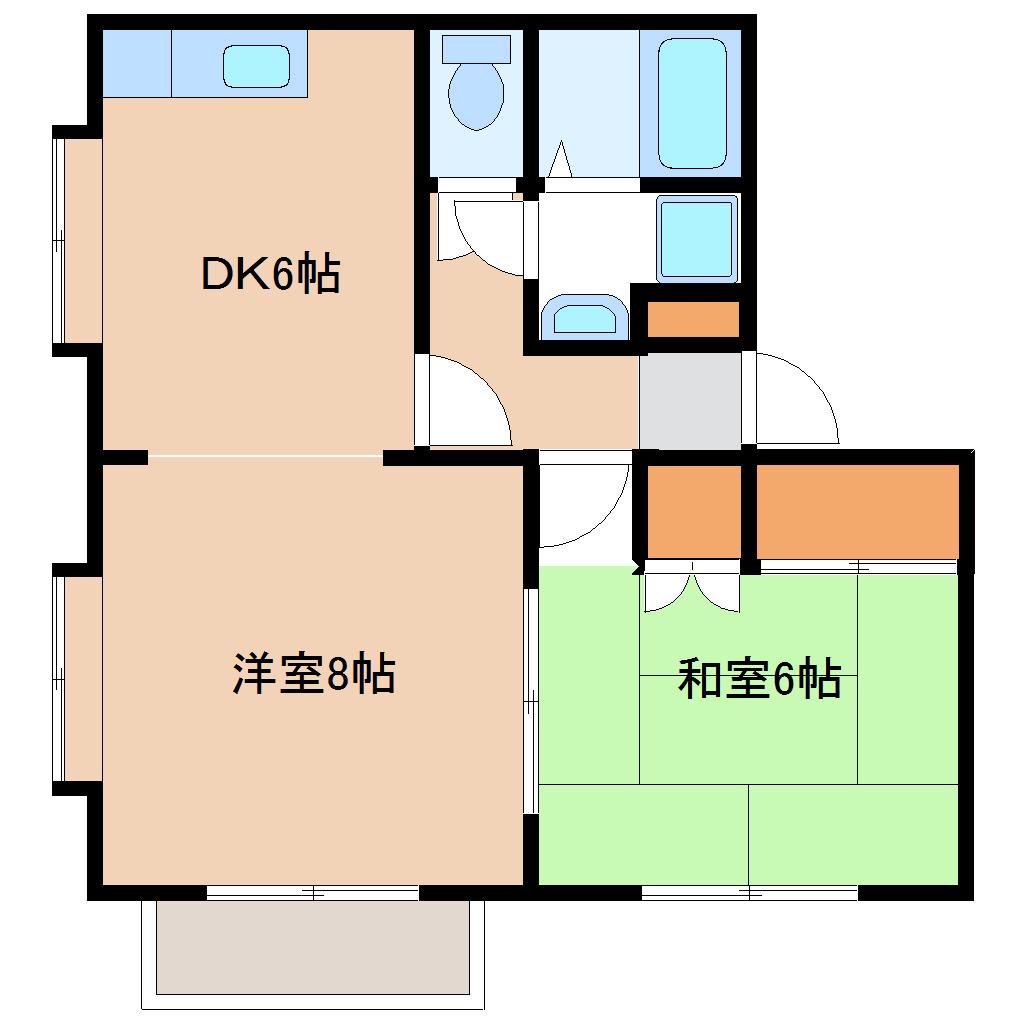 プレステージA(2DK/2階)の間取り写真