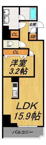 ロイジェント新栄II(1LDK/2階)の間取り写真