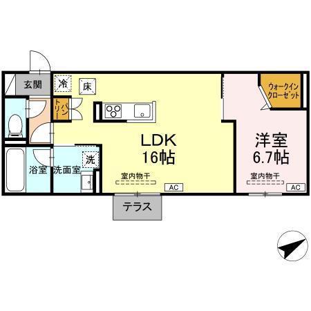 TORISIA大慈寺町(1LDK/1階)の間取り写真