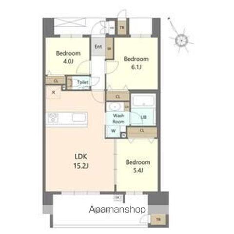 S-RESIDENCE愛宕サウス(3LDK/4階)の間取り写真