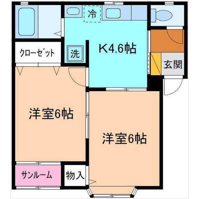 グラシアス粟津(2K/2階)の間取り写真