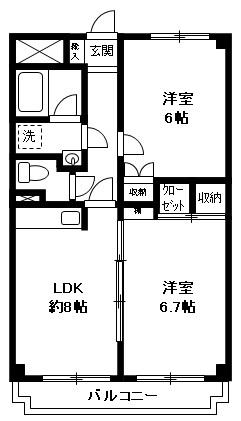 OPENA VILLAオペナビラ(2LDK/2階)の間取り写真