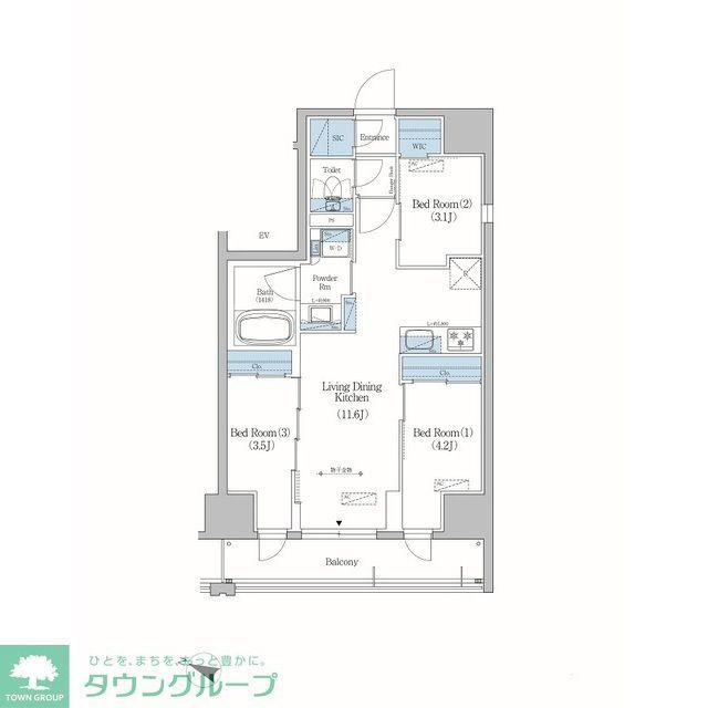 アーバネックス住吉(3LDK/13階)の間取り写真