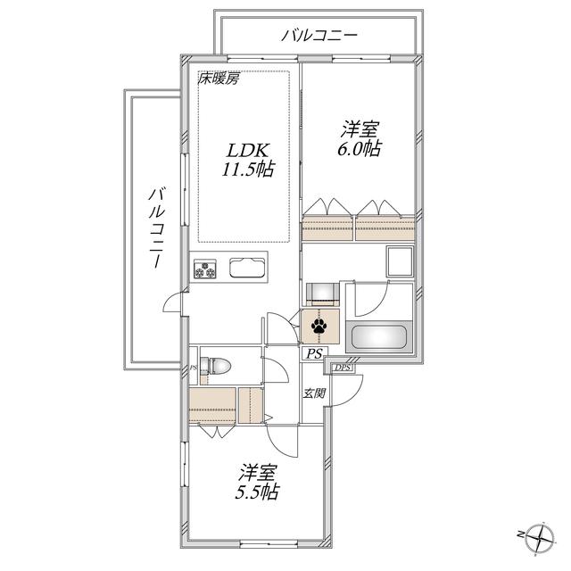 AOTO NANA(2LDK/3階)の間取り写真