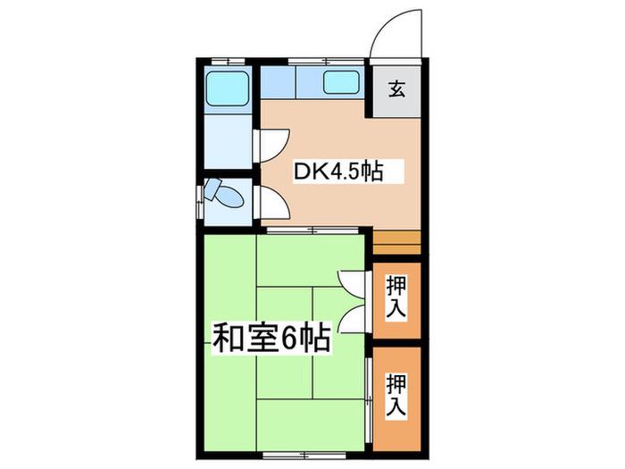市川荘(1DK/2階)の間取り写真