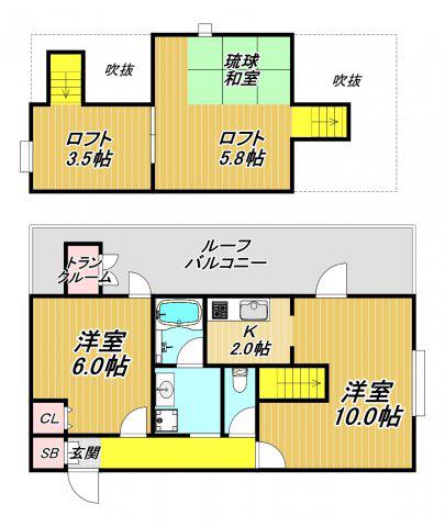 アミン塚口(1LDK/2階)の間取り写真