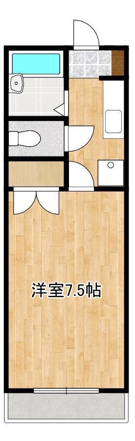 モイセス花立A棟(1K/1階)の間取り写真