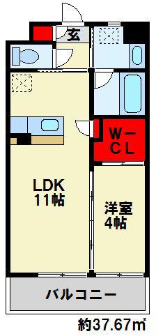 ベレッツァ門司(1LDK/7階)の間取り写真