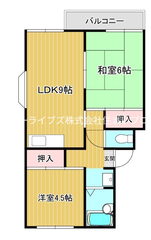 ケイオージェイフラッツ(2LDK/1階)の間取り写真