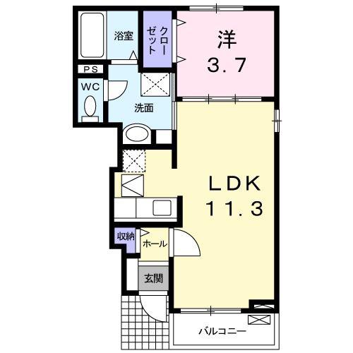 ファミーユ(1LDK/1階)の間取り写真
