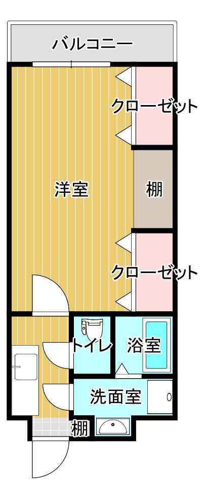 ソレイユII(1K/4階)の間取り写真