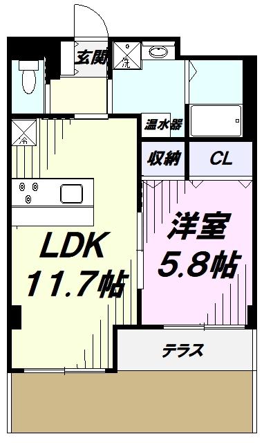 リヴィエーイル(1LDK/1階)の間取り写真