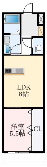 ノイヴェル新堂(1LDK/1階)の間取り写真