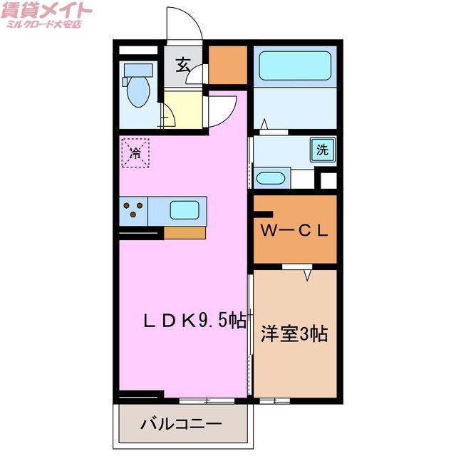 キートスマルカ B棟(1LDK/1階)の間取り写真