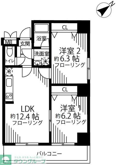 SKY RESIDENCE 1(2LDK/7階)の間取り写真
