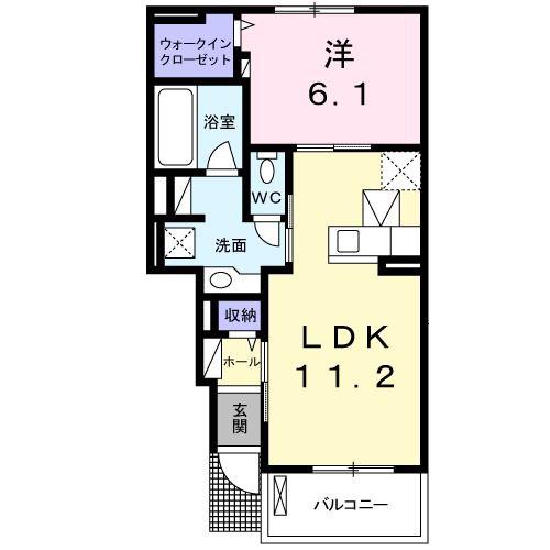 ベルリアン A(1LDK/1階)の間取り写真