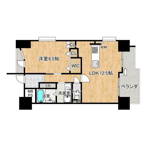 ラクラーレ大曽根(1LDK/9階)の間取り写真