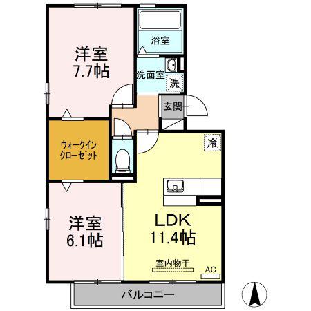 グレイスSE(2LDK/2階)の間取り写真