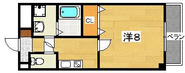 フローラ大垣内(1K/2階)の間取り写真
