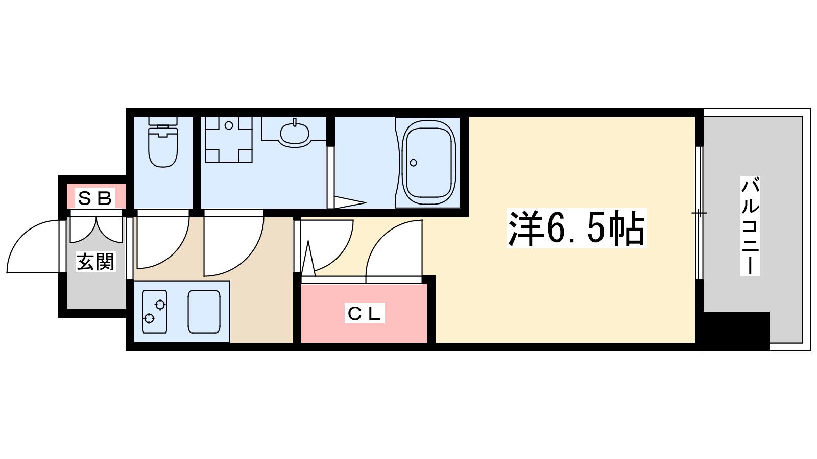 LUMINOUS三国本町(1K/13階)の間取り写真