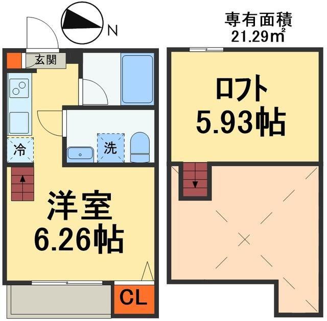 ラピス検見川(ワンルーム/1階)の間取り写真