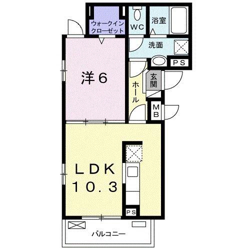 カーサ ウィステリア(1LDK/3階)の間取り写真