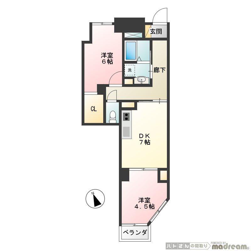 NICE URBAN府中(2DK/2階)の間取り写真