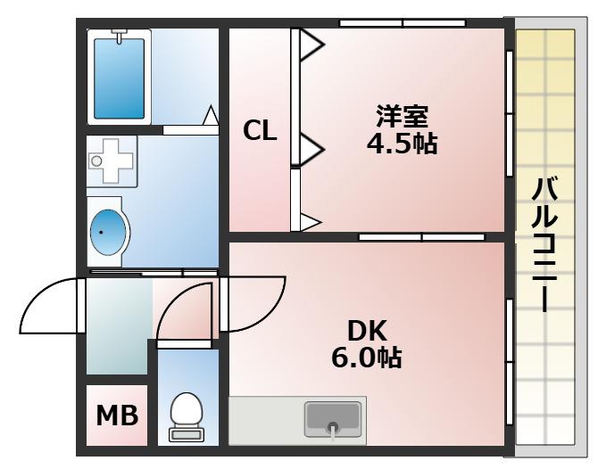 エクセルビュー(1DK/1階)の間取り写真
