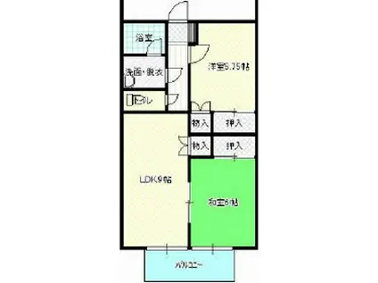 グランデュールA棟(2DK/1階)の間取り写真