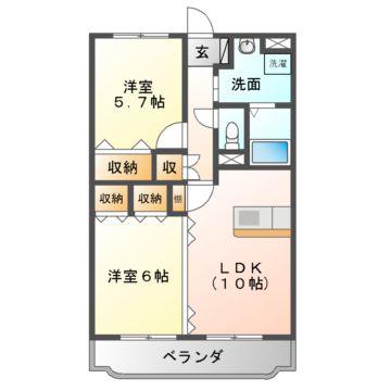 グリーンステージ II(2LDK/1階)の間取り写真