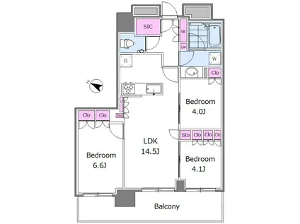 アルファグランデ千桜タワー(3LDK/19階)の間取り写真