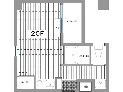 ディア.ウインケル.Y2(ワンルーム/2階)の間取り写真