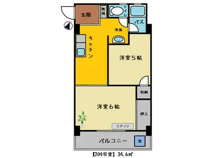 ベルパ-ク(2K/2階)の間取り写真