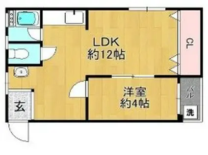 クリーンハイツ大原(1LDK/3階)の間取り写真