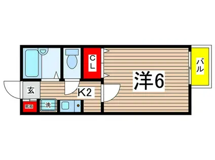 アパルト矢野口(1K/1階)の間取り写真