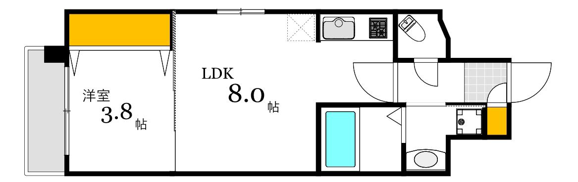 メイクス京橋川II(1LDK/3階)の間取り写真