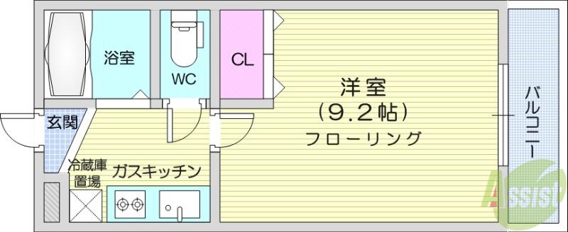 メイツ北山(1K/4階)の間取り写真
