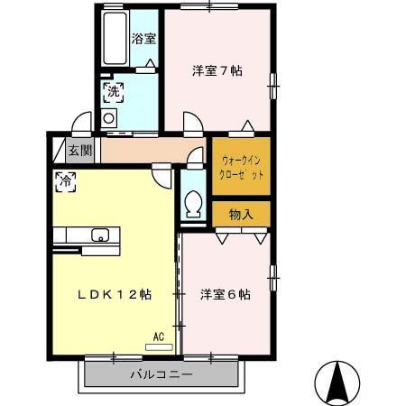 D-GARDEN神崎 A(2LDK/2階)の間取り写真