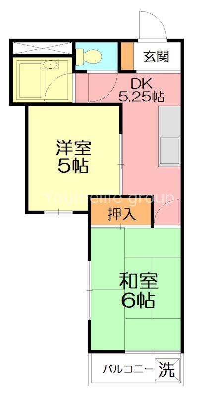 ホワイトハイツ本厚木(2DK/2階)の間取り写真