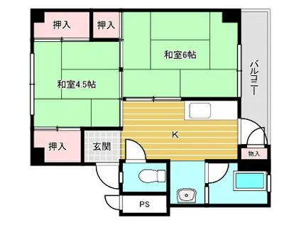 みどりコーポラス小福井(2K/1階)の間取り写真