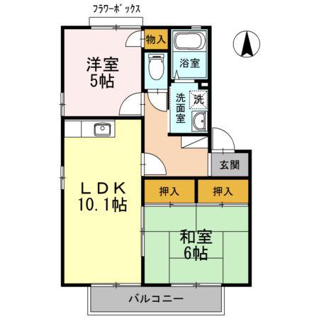 サンライズ吉永 E棟(2LDK/2階)の間取り写真